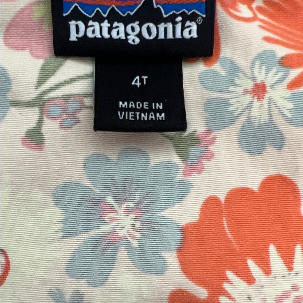 Patagonia Kids Floral Hooded Jacket — Coral Pink & Orange - Picture 2 of 5
